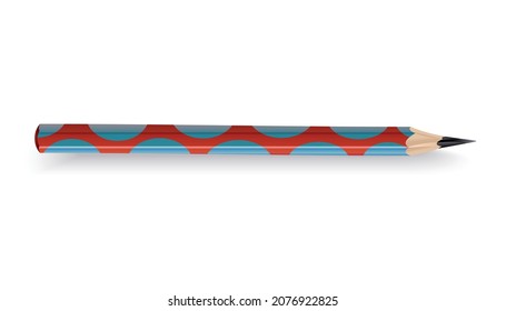 Sharpened wooden pencil with graphite rod. Color cartoon icon. Realistic isolated item on white background, vector illustration