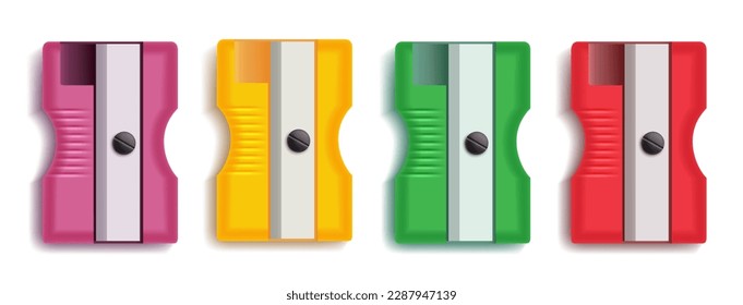 Sharpener back to school vector set. Sharpener back to school element isolated for student education tools and supplies collection. Vector illustration educational item.