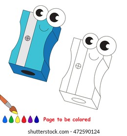 Sharpener to be colored. Coloring book to educate kids. Learn colors. Visual educational game. Simple level. Coloring pages.