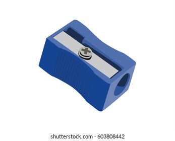 Sharpener blue realistic vector illustration isolated no background