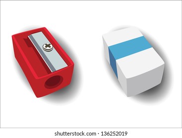 sharpener and eraser vector design