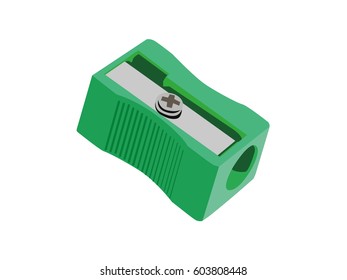 Sharpener green realistic vector illustration isolated