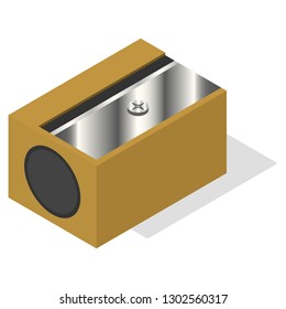 sharpener icon. Isometric of sharpener for pencil vector icon for web design isolated on white background