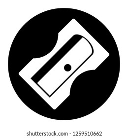 Sharpener icon on black circle. White background