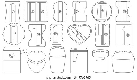 Sharpener isolated Outline set icon.Vector illustration illustration sharpening on white background .Outline vector set icon sharpener .