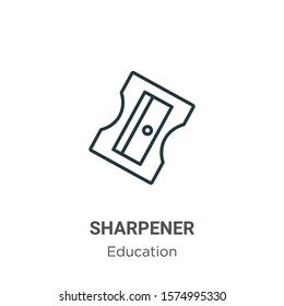 Sharpener outline vector icon. Thin line black sharpener icon, flat vector simple element illustration from editable education concept isolated on white background