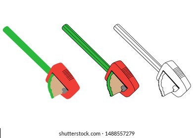 sharpener pencil set. Isolated stock vector illustration