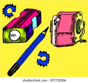 sharpener, pencil, sketch
