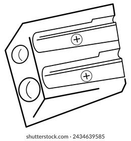 Sharpener for pencils and crayons with two holes - black outline