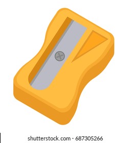 Sharpener for pencils icon, flat, cartoon style. Isolated on white background. Vector illustration