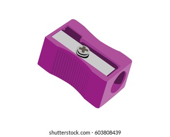 Sharpener realistic vector illustration isolated purple