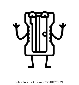 sharpener school character line icon vector. sharpener school character sign. isolated contour symbol black illustration