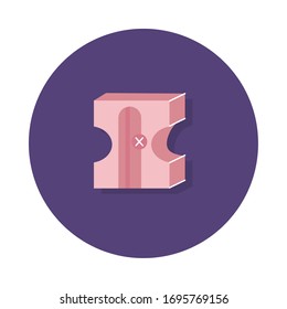 sharpener school supply block and flat style vector illustration design
