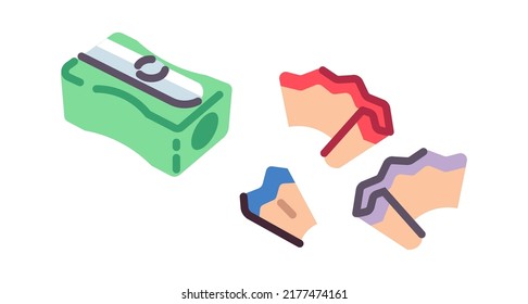 Sharpener and shavings icon. Vector illustration