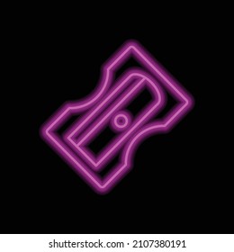 Sharpener simple icon vector. Flat desing. Purple neon on black background.ai
