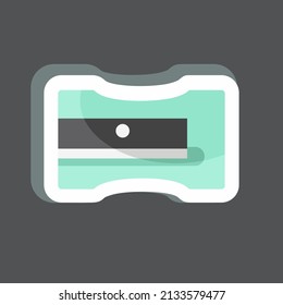 Sharpener Sticker in trendy isolated on black background