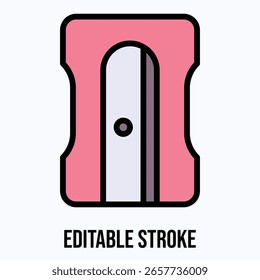Sharpener Vector Icon, Isolated Vector Lineal Color Style Icon, Editable Stroke.