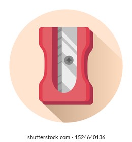 Sharpener vector icon. Red pencil sharpener vector illustration