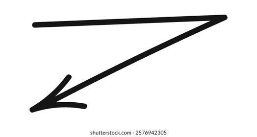 Sharply turning arrow black doodle