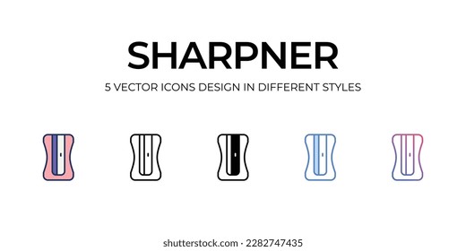 Sharpner Icon Design in Five style with Editable Stroke. Line, Solid, Flat Line, Duo Tone Color, and Color Gradient Line. Suitable for Web Page, Mobile App, UI, UX�and�GUI�design.