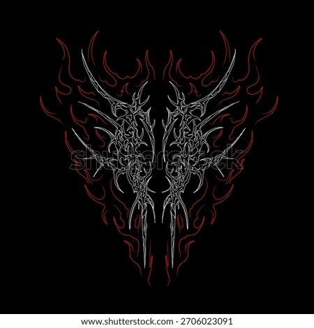 Sharpness neo tribal symmetrical shapes with red fire ornament graphic design