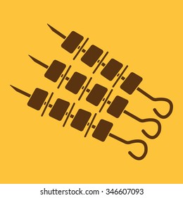 The shashlik icon. Kebab and barbecue symbol. Flat Vector illustration