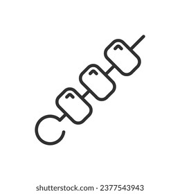 Shashlik, linear icon. Skewers. Line with editable stroke