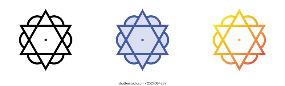 shatkona icon. Linear, Blue Fill and Gradient Style Design Isolated On White Background