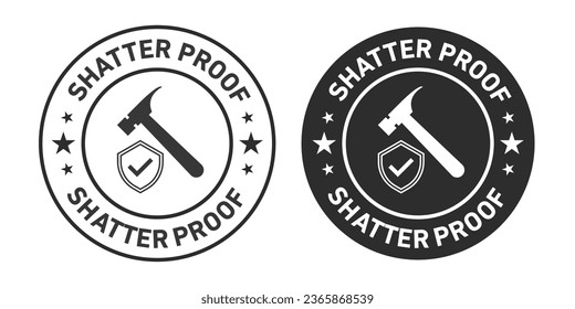 Shatter proof rounded vector symbol set on white background