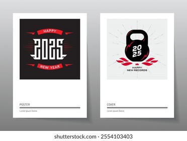 Shatter Your Limits with sports - New Year, New Records. Set of New year posters.