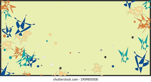 Shattered Abstract colorful border yellow, blue orange vector horizontal design with room for copy