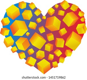 Shattered abstract heart on white background