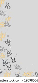 Shattered Abstract horizontal border vertical in grays and yellow vector repeat pattern surface design with space for copy
