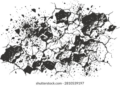Shattered concrete texture vector. Cracked and broken ground surface graphic illustration. Flat vector EPS 10.