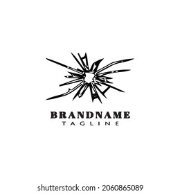 shattered cracked glass logo cartoon icon design template black modern isolated vector