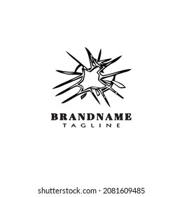 shattered cracked glass logo cartoon icon template black modern isolated vector illustration