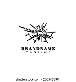 shattered cracked glass logo icon design template black modern isolated vector illustration