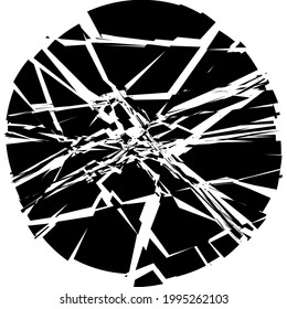 Shattered, fractured, broken geometric circle. Burst, explosion, shatter, and rupture effect. Geometric circle