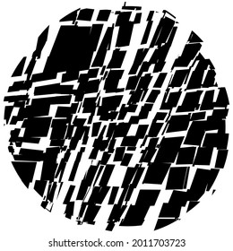 Shattered, fractured, broken geometric circle. Burst, explosion, shatter, and rupture effect. Geometric circle