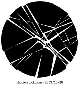 Shattered, fractured, broken geometric circle. Burst, explosion, shatter, and rupture effect. Geometric circle