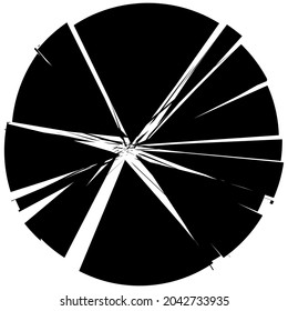 Shattered, Fractured, Broken Geometric Circle. Burst, Explosion, Shatter, And Rupture Effect. Geometric Circle