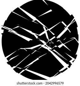 Shattered, fractured, broken geometric circle. Burst, explosion, shatter, and rupture effect. Geometric circle