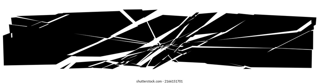 Shattered, fractured, and broken geometric rectangle. Burst, explosion effect. Ruptured, broken glass, pane