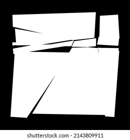Textura destrozada, fracturada, rota. Esquinas, fragmentos, patrón de fragmentos. Crack, elemento vector explotado