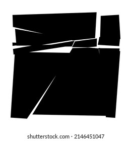 Shattered, fractured, broken texture. Splinters, shards, fragments pattern. Crack, exploded vector element