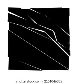 Geschrüttelte, gebrochene, zerbrochene Textur. Drucker, Schatten, Fragmente Muster. Crack, explodiertes Vektorelement