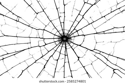 A shattered glass texture with intricate cracks radiating from center, creating dramatic and chaotic pattern