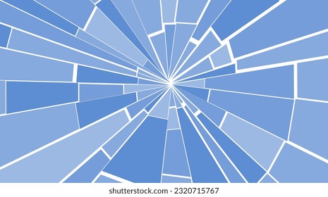 Fondo vectorial de vidrio destrozado. Cristales rotos de pantalla rota azul.