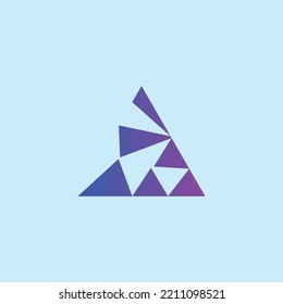 Shattered gradient colored triangle logo. Suitable for apps, technology, business, company, and brand.