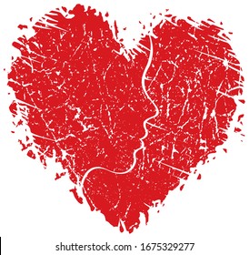 Shattered Heart With Face Profile